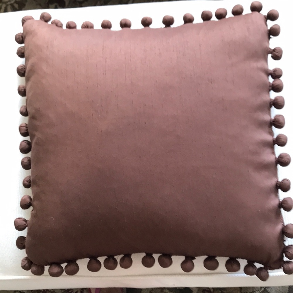 Brown silk square accent pillows